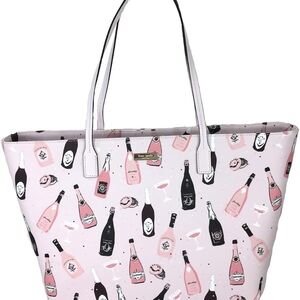 NWT Kate Spade Pink and Black Bottle Print Tote